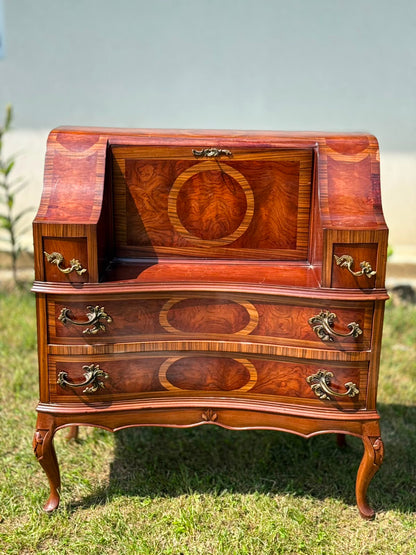 Birou Secretaire / Comodă Baroc din lemn masiv cu intarsii deosebite (Stil Bovolone)