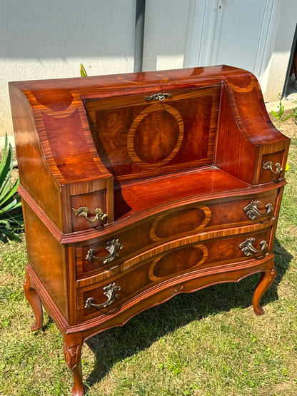 Birou Secretaire / Comodă Baroc din lemn masiv cu intarsii deosebite (Stil Bovolone)